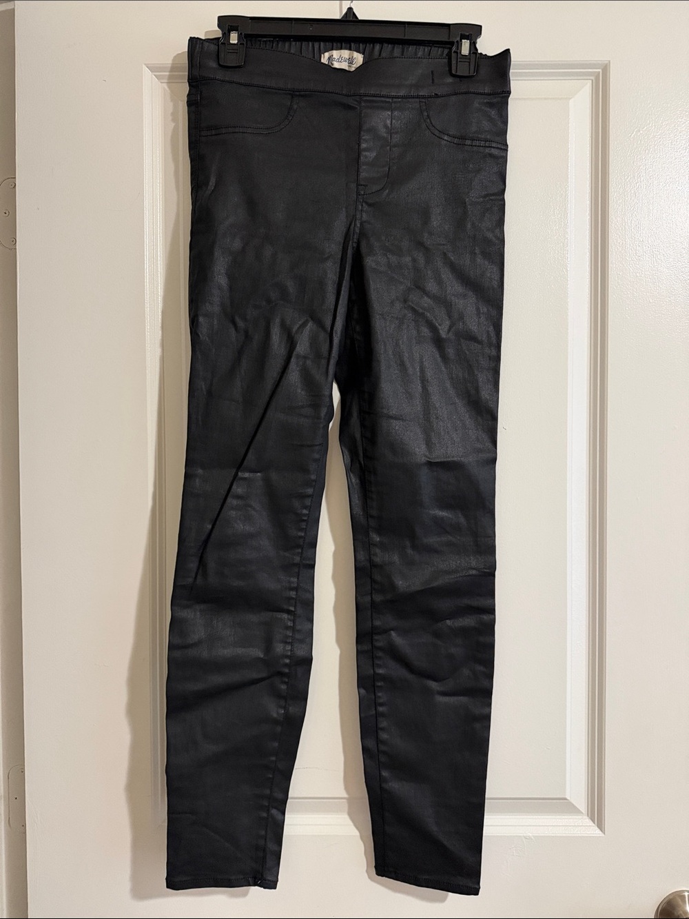 Madewell faux leather satin black  Coated Women’s Skinny Jeans